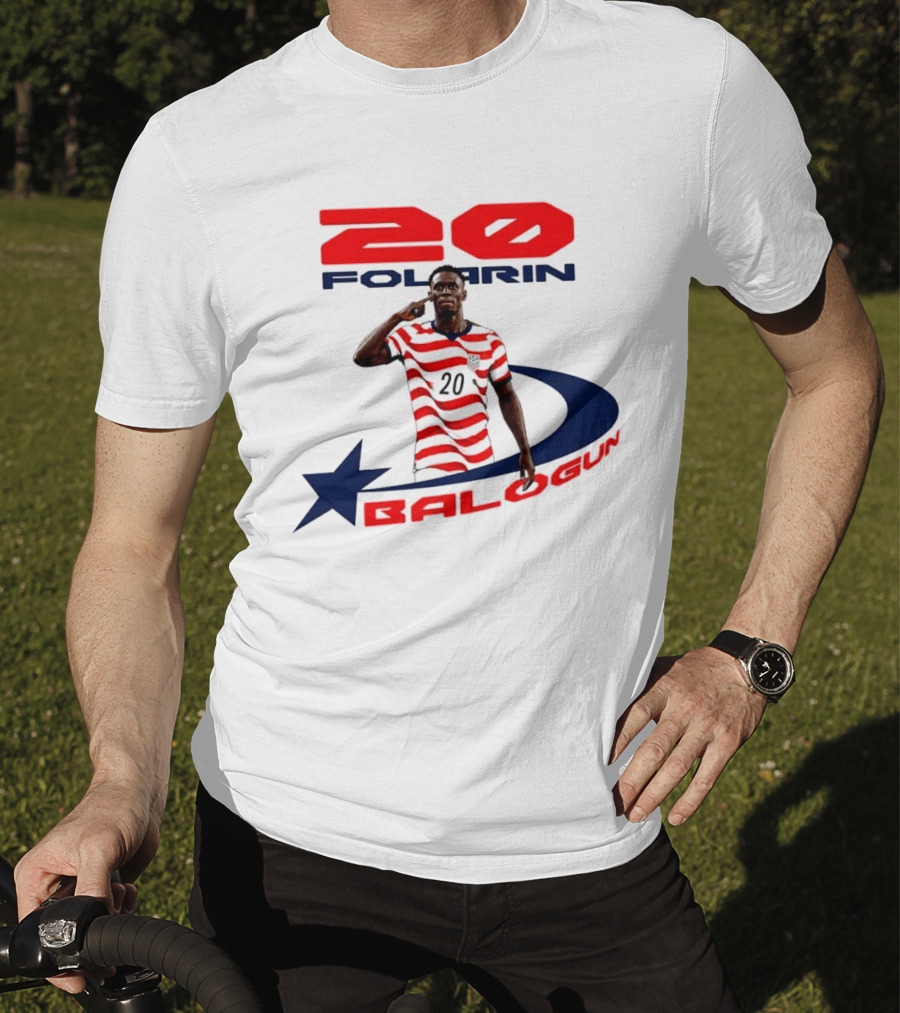Folarin Balogun 20 Striped United States Soccer Team Star T-Shirt
