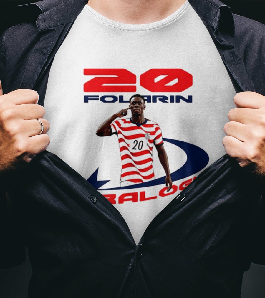 Folarin Balogun 20 Striped United States Soccer Team Star T-Shirt
