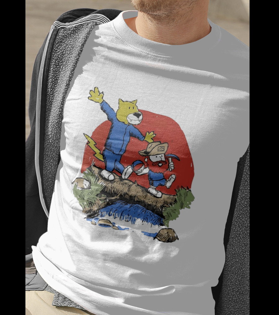 Denver Nuggets Rocky Mountain Lion Cartoon Adventure With Basketball T-Shirt