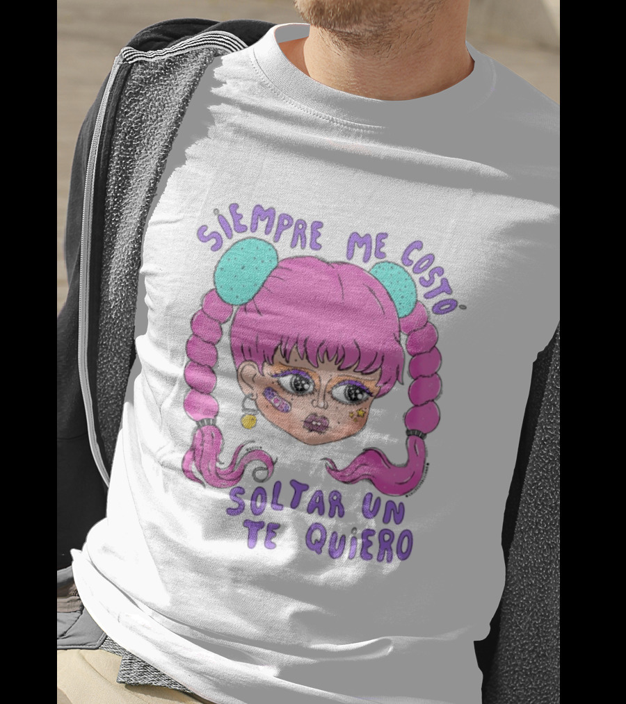 Siempre Me Costó Soltar Un Te Quiero Pink Braids Girl Cartoon T-Shirt