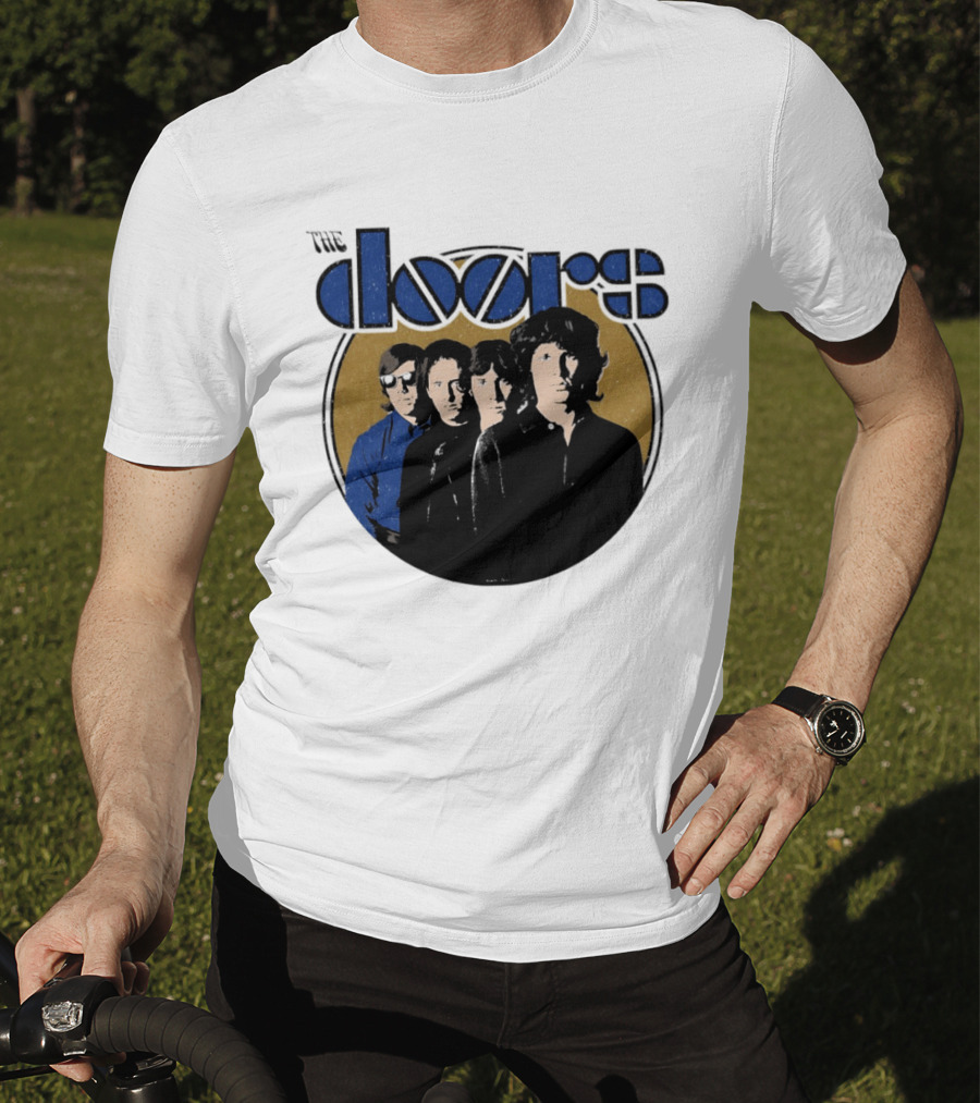 The Doors Faces Band Members Iconic Gold Circle T-Shirt