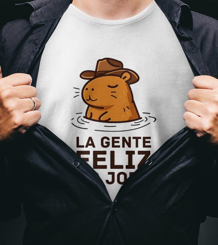 La Gente Feliz No Jode Capybara Cowboy Feliz Capibara Vaquero T-Shirt