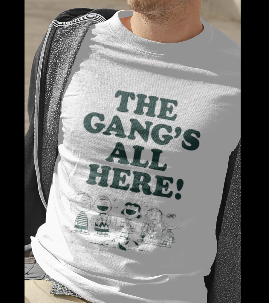 Peanuts Characters The Gang's All Here Charlie Brown Snoopy Woodstock T-Shirt