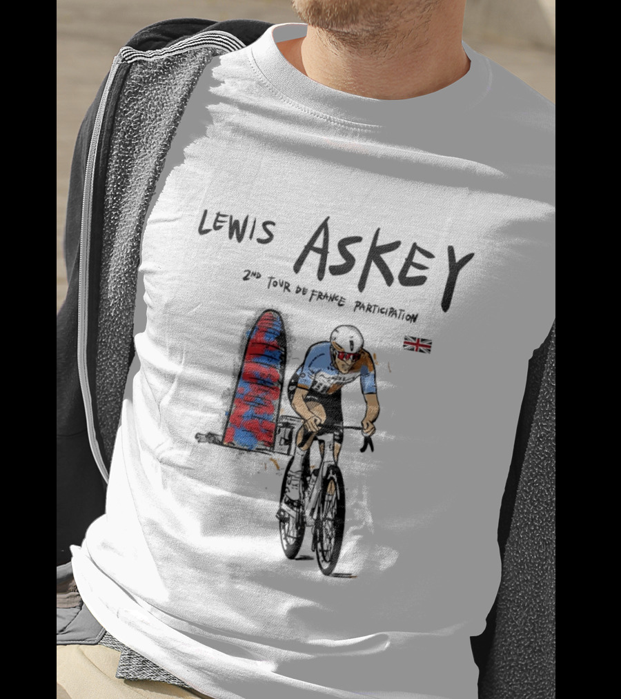 Lewis Askey 2nd Tour De France Participation Groupama FDJ Sky Blue Cyclist T-Shirt