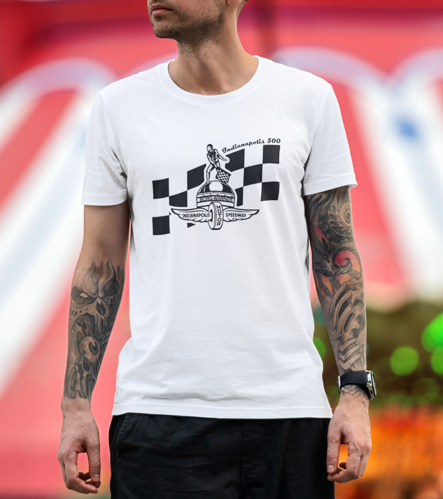 Indianapolis 500 Winged Wheel Checkered Flag T-Shirt