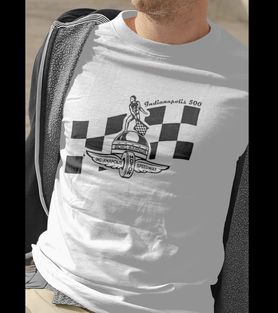 Indianapolis 500 Winged Wheel Checkered Flag T-Shirt