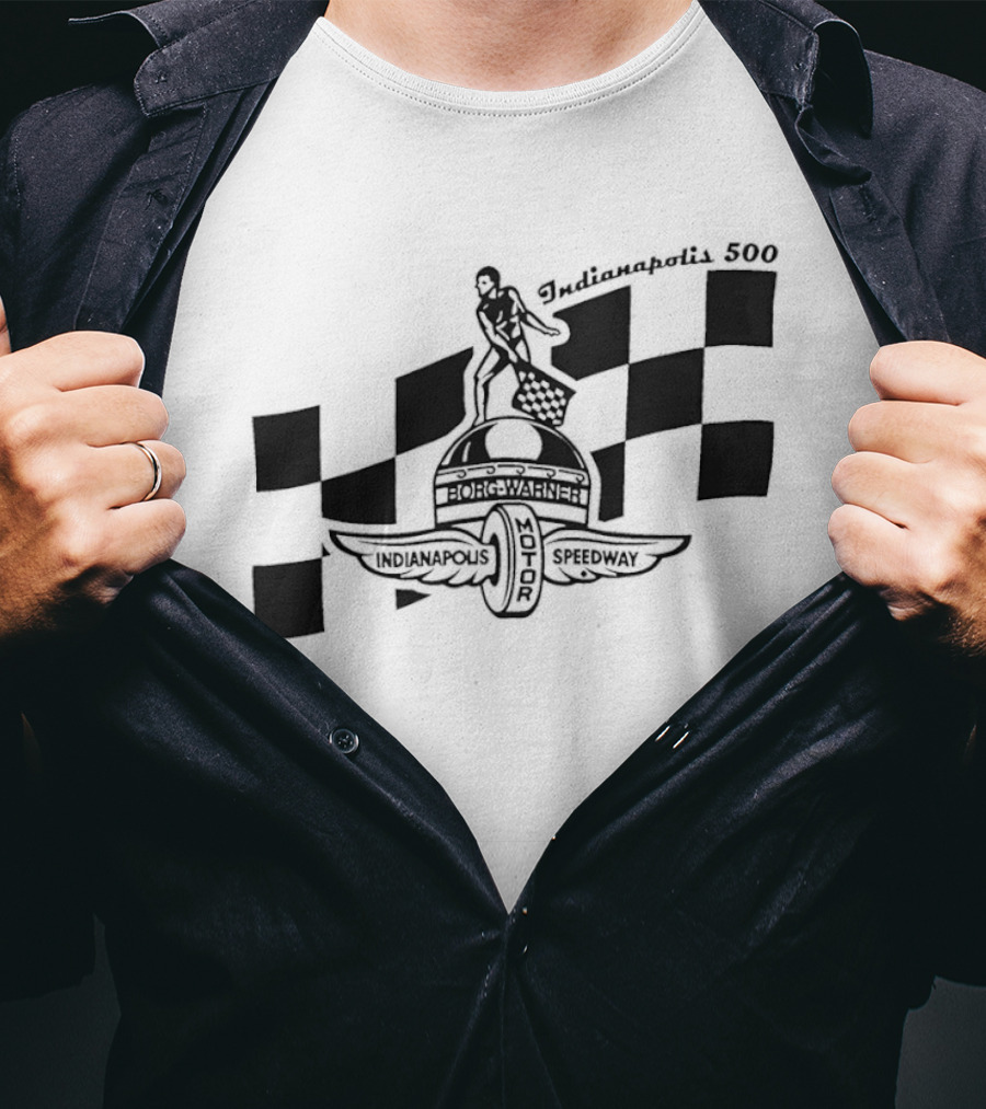 Indianapolis 500 Winged Wheel Checkered Flag T-Shirt