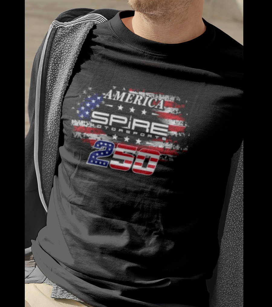 America Spire Motorsports 250 NASCAR Racing Stars And Stripes Flag T-Shirt