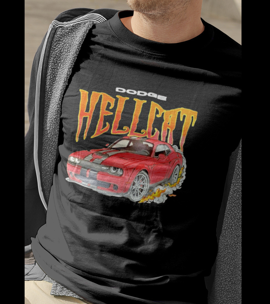 Dodge Hellcat Car Flames Drifting T-Shirt