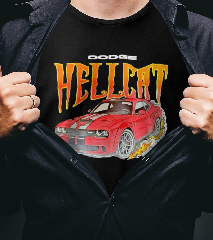 Dodge Hellcat Car Flames Drifting T-Shirt