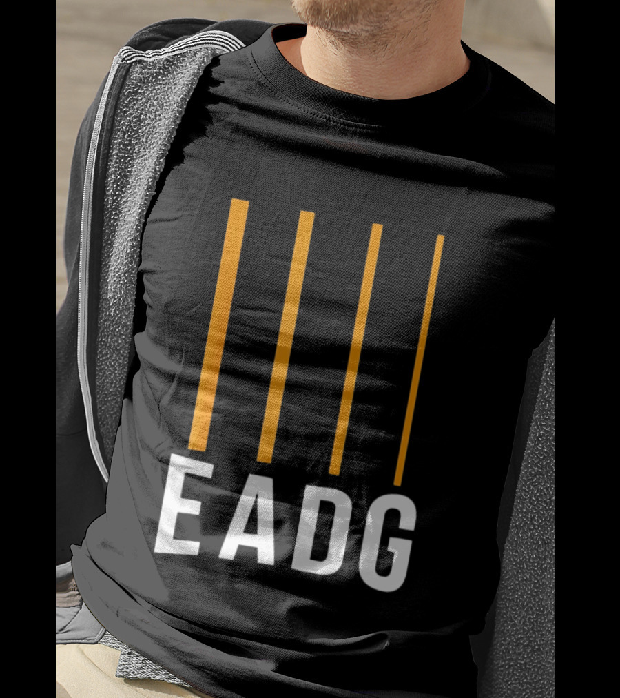 EADG Bass Guitar Four Strings Musician Vertical Lines T-Shirt