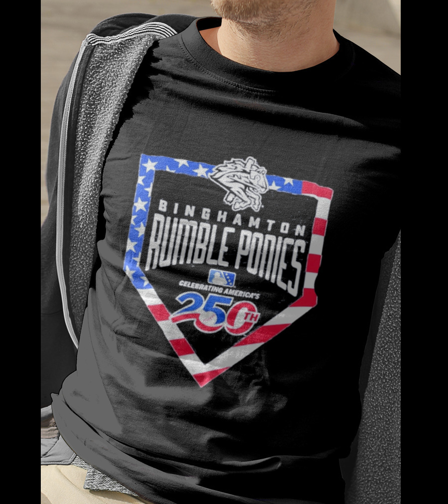 Binghamton Rumble Ponies Celebrating America 250th Anniversary MLB Stars And Stripes T-Shirt