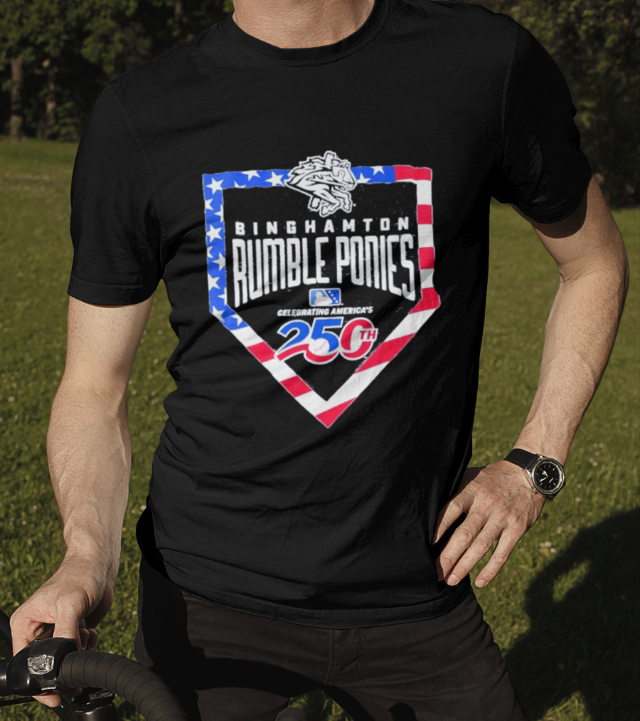 Binghamton Rumble Ponies Celebrating America 250th Anniversary MLB Stars And Stripes T-Shirt