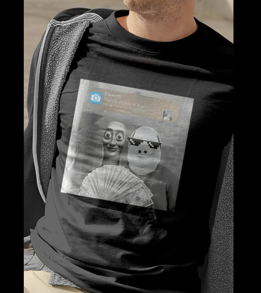 Camera There Is Motion At Your Front Door Meme Pig Mask And Funny Faceувель� T-Shirt