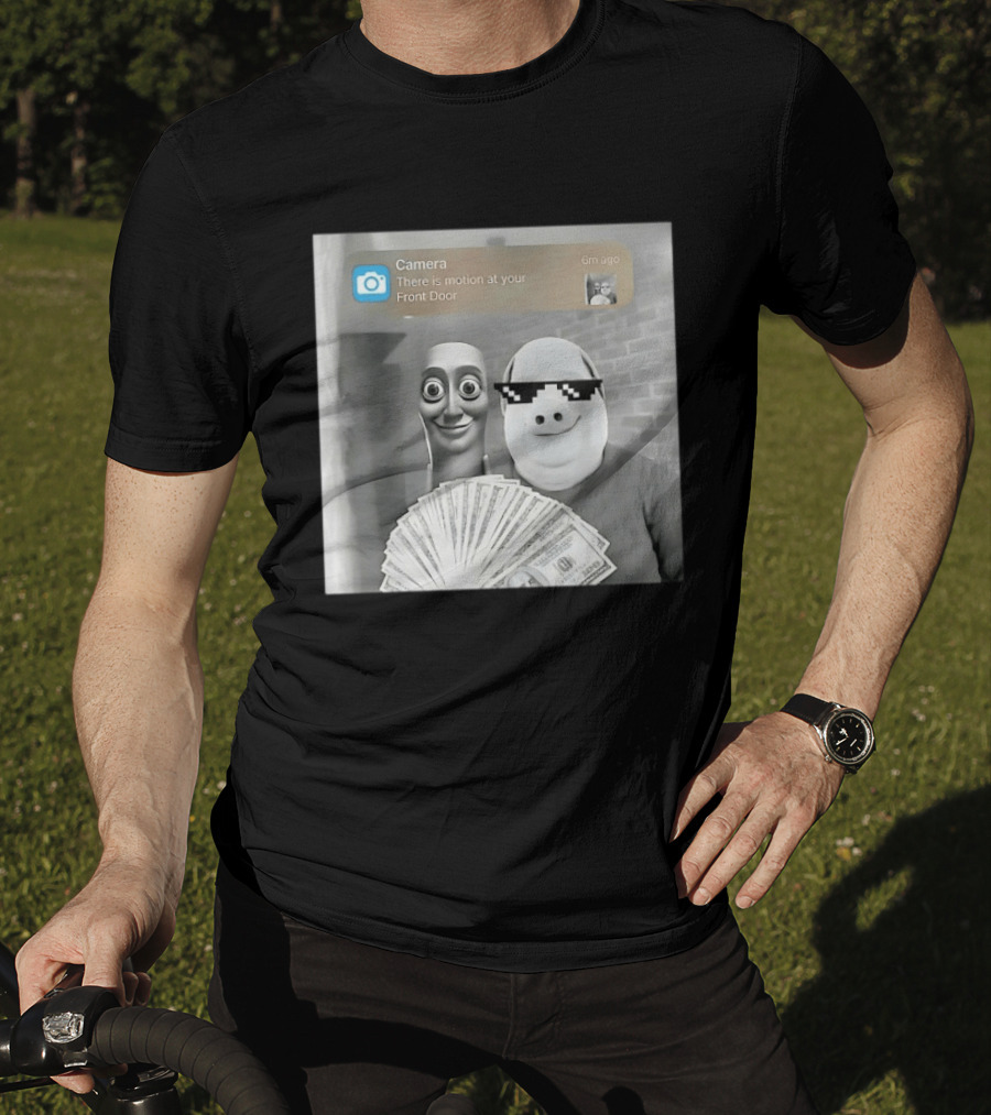 Camera There Is Motion At Your Front Door Meme Pig Mask And Funny Faceувель� T-Shirt