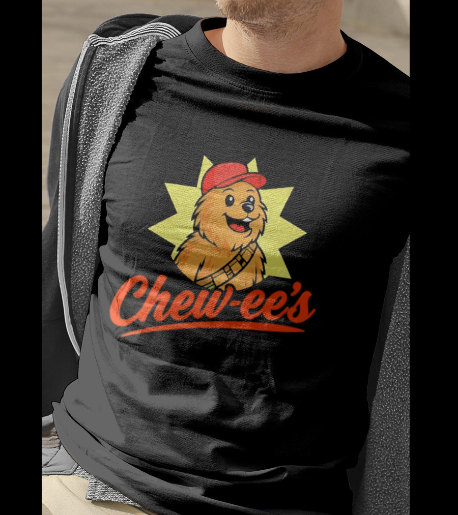 Chewbacca Chew Ee's Star Wars Snack Brand Cartoon Character With Red Hat T-Shirt