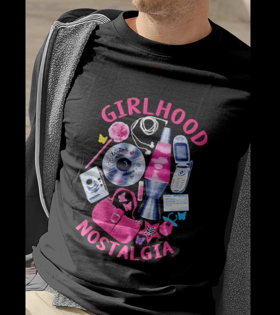 Girlhood Nostalgia Lava Lamp And Vintage Tech Accessories Throwback T-Shirt