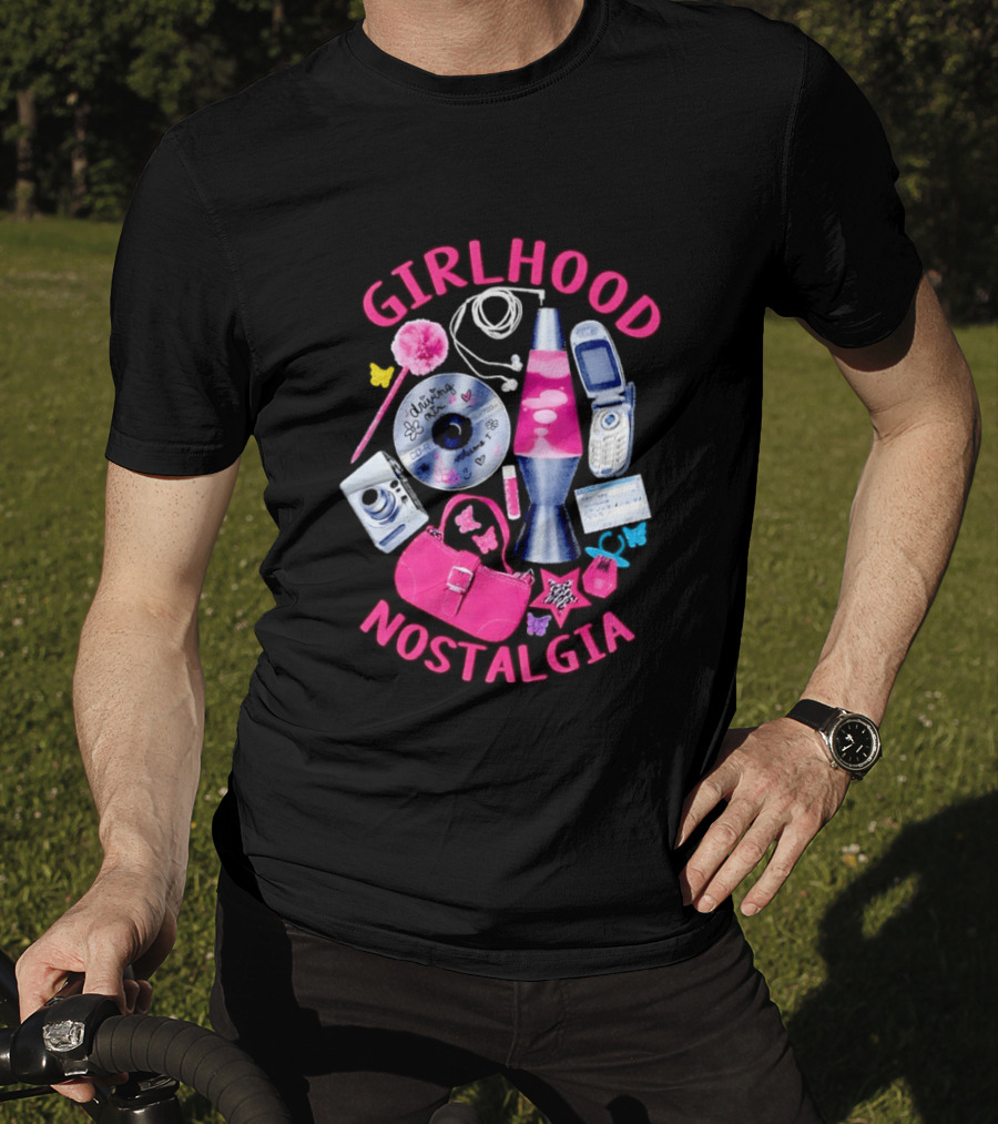 Girlhood Nostalgia Lava Lamp And Vintage Tech Accessories Throwback T-Shirt