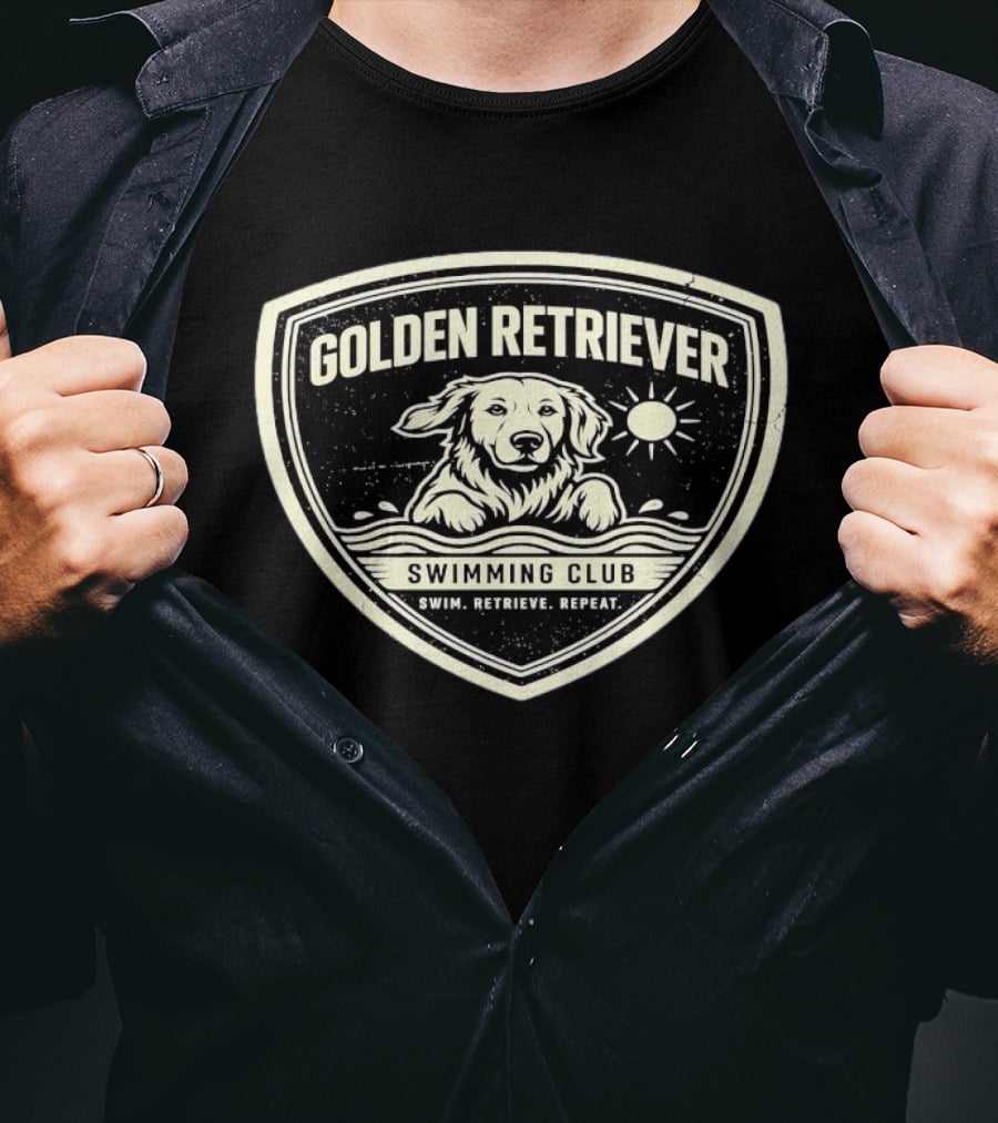 Golden Retriever Swimming Club Swim Retrieve Repeat Sun And Water T-Shirt