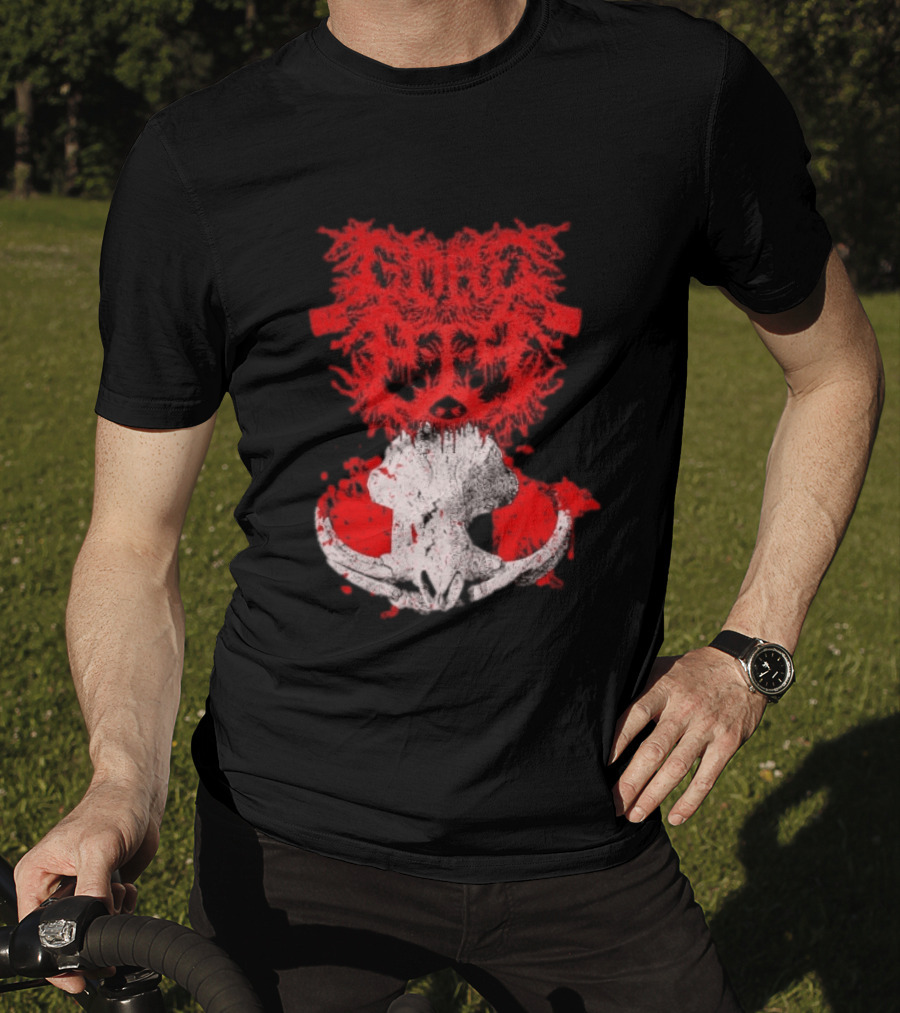 Gore Boar Skull Red Face Death Metal Hardcore T-Shirt