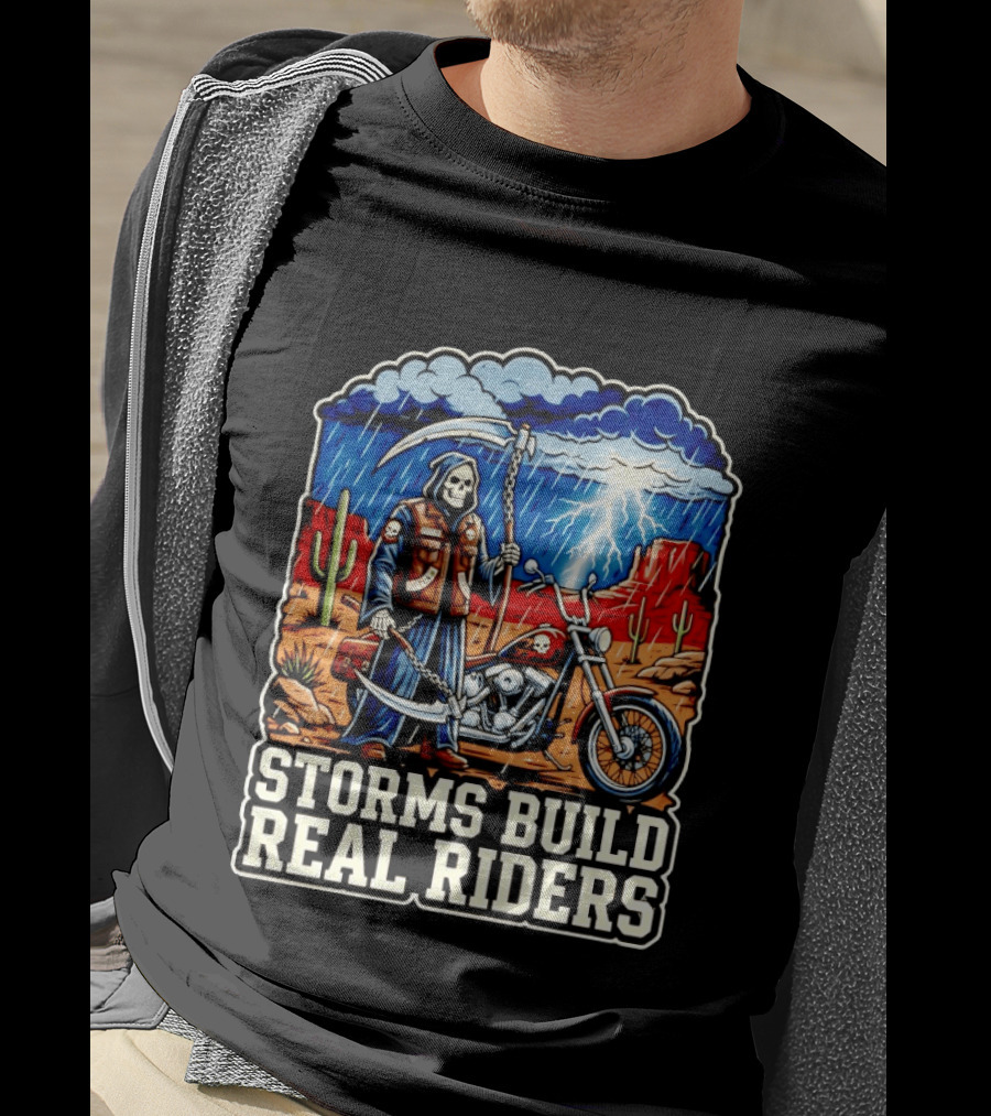 Real Riders Grim Reaper Motorcycle Storm Adventure T-Shirt