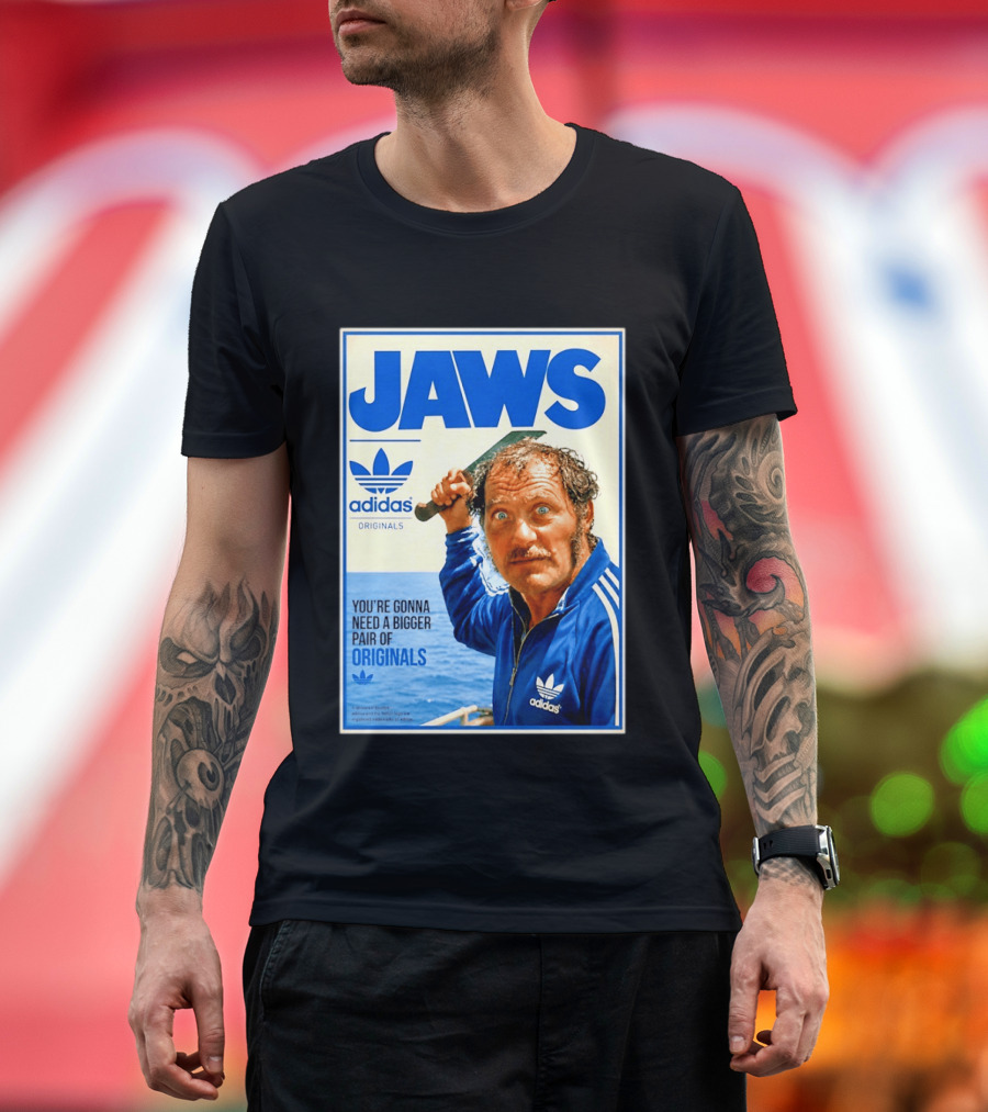 Jaws Adidas Originals You're Gonna Need A Bigger Pair Quint Machete T-Shirt