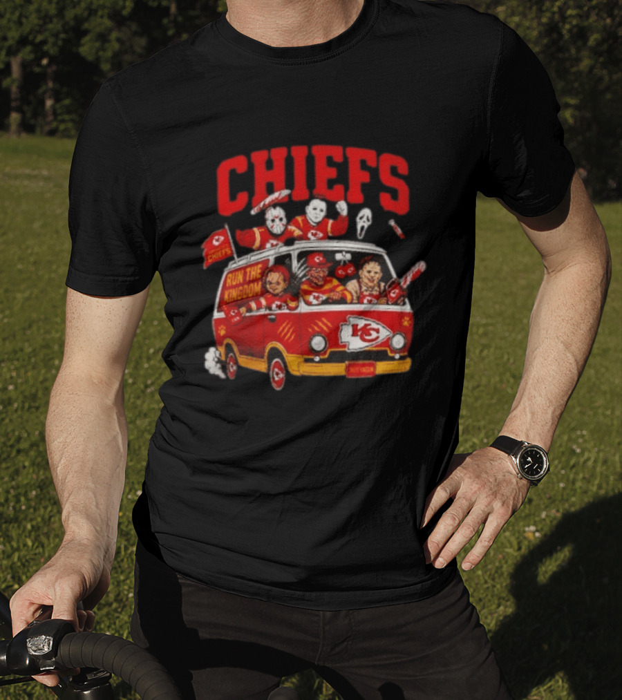 Kansas City Chiefs Horror Icons Run The Kingdom Van Adventure T-Shirt