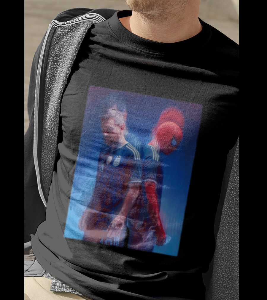 Lionel Messi Spider Man Argentina AFA Jersey Dual Image T-Shirt
