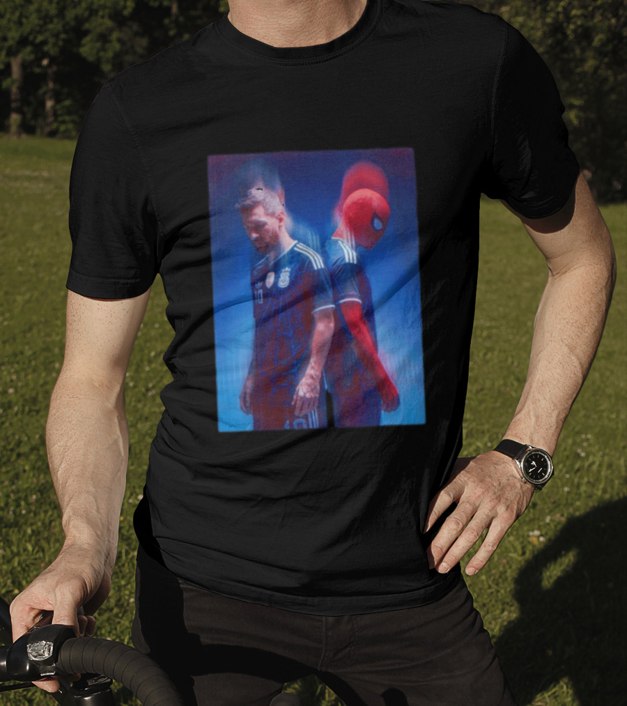 Lionel Messi Spider Man Argentina AFA Jersey Dual Image T-Shirt