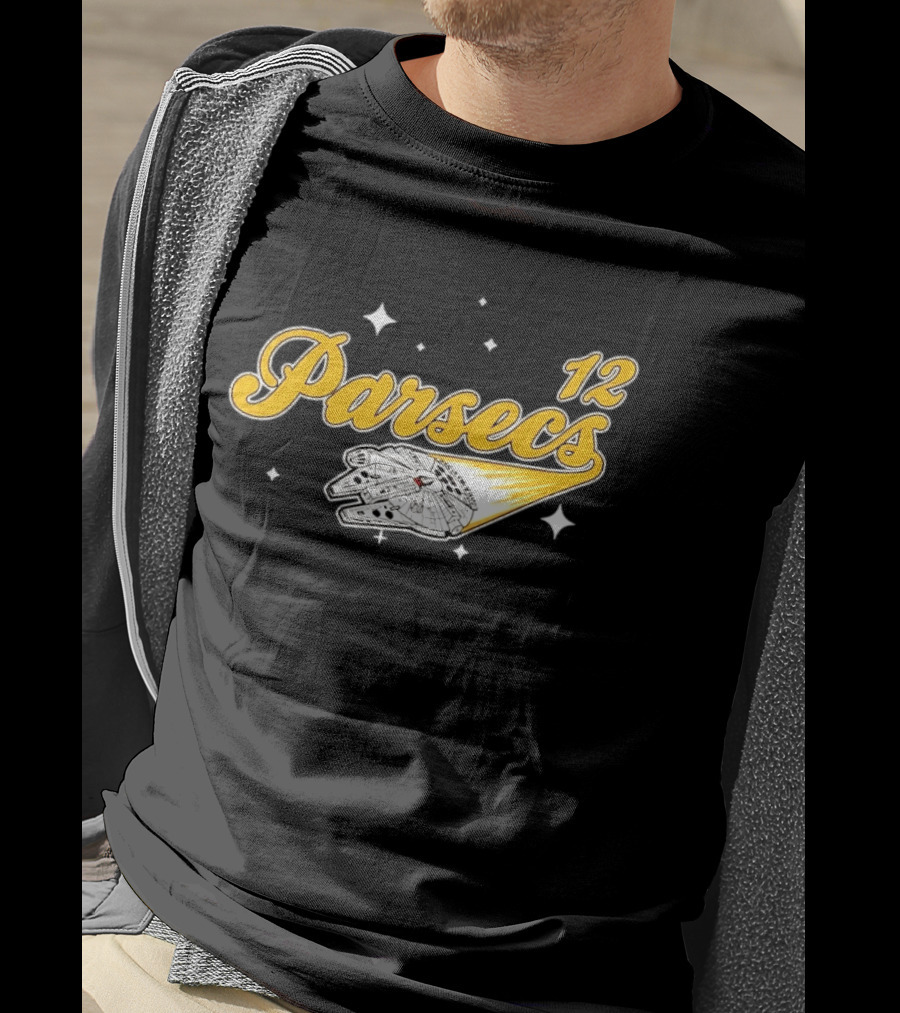 Millennium Falcon 12 Parsecs Star Wars Han Solo Baseball Script T-Shirt