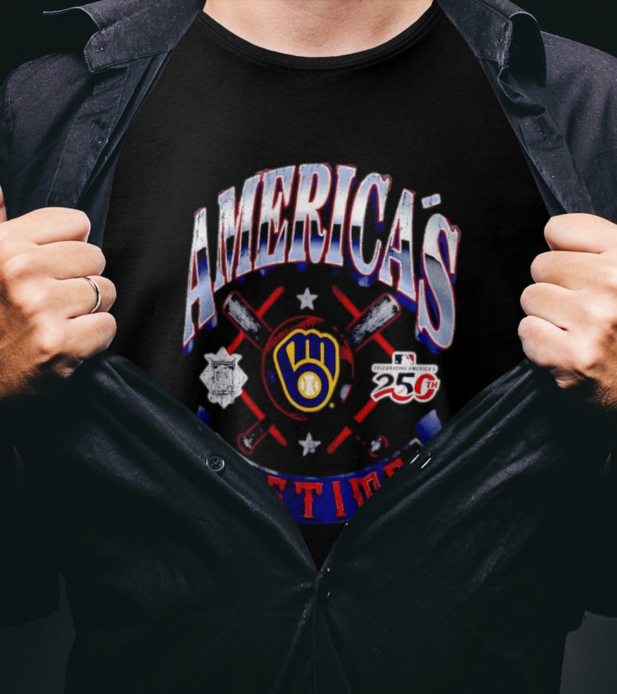 America's Pastime Milwaukee Brewers Celebrating America's 250th Baseball T-Shirt