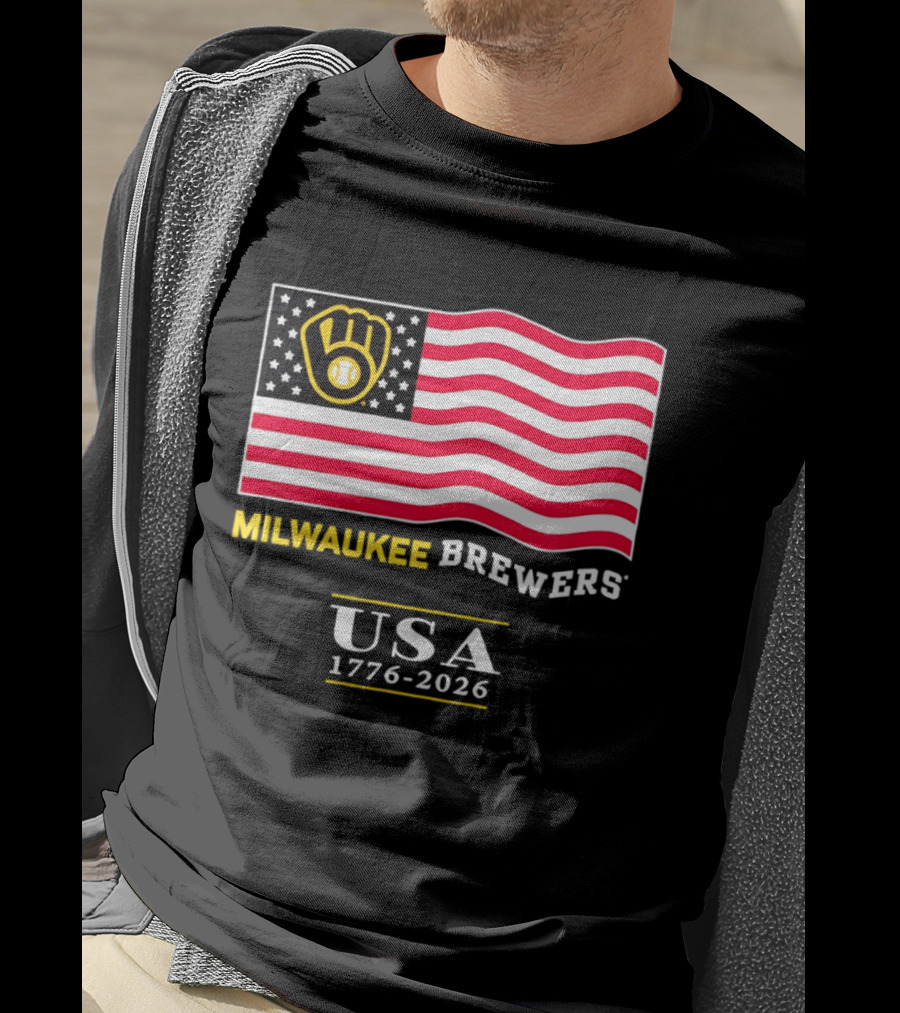 Milwaukee Brewers USA 1776 2026 American Flag Baseball Team T-Shirt