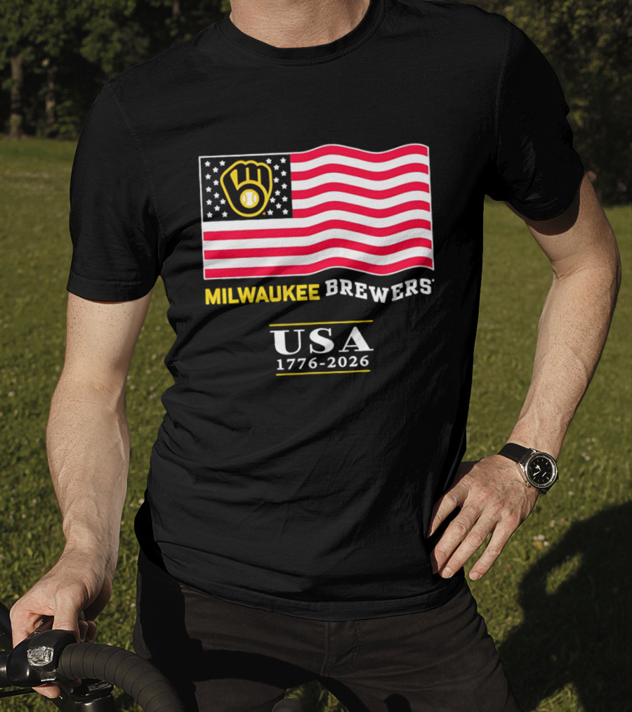 Milwaukee Brewers USA 1776 2026 American Flag Baseball Team T-Shirt