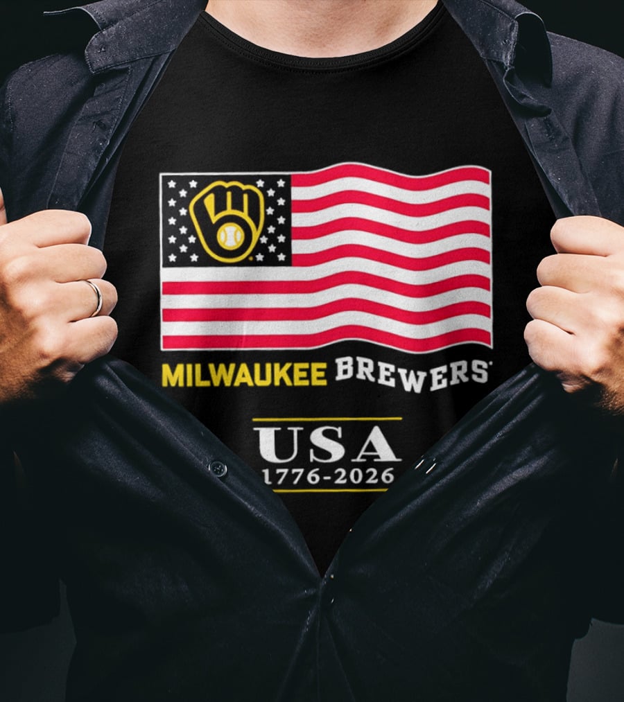 Milwaukee Brewers USA 1776 2026 American Flag Baseball Team T-Shirt