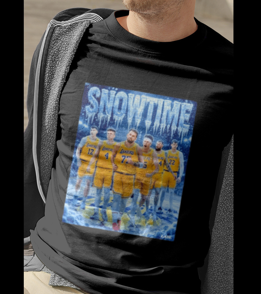 Snowtime Lakers Team Basketball NBA Laker Legends Frozen Court T-Shirt