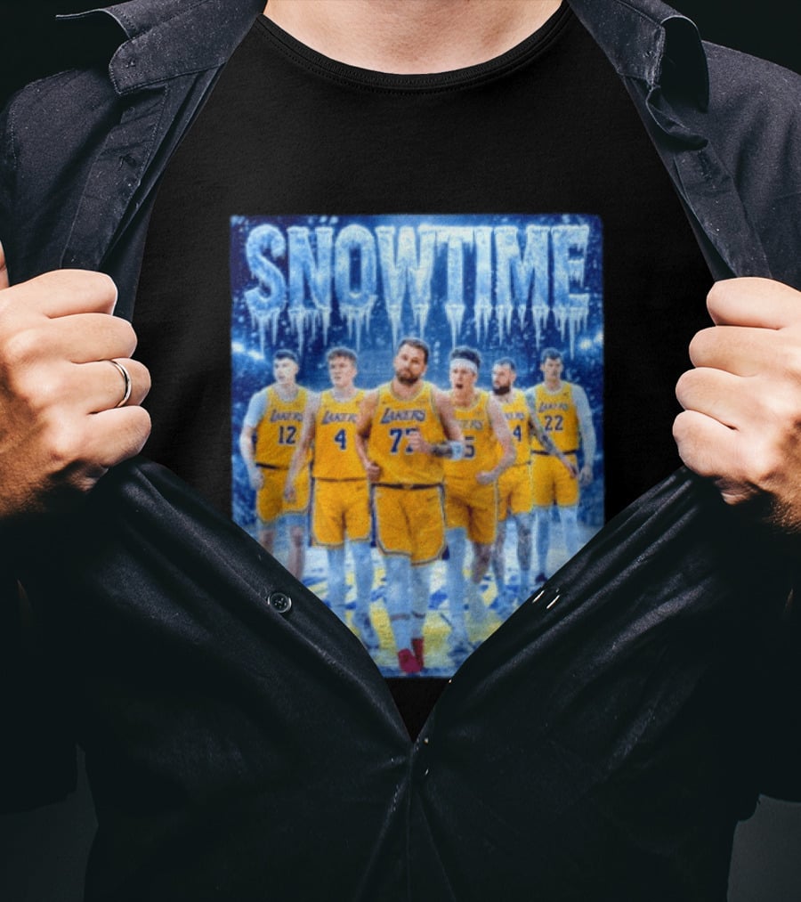 Snowtime Lakers Team Basketball NBA Laker Legends Frozen Court T-Shirt