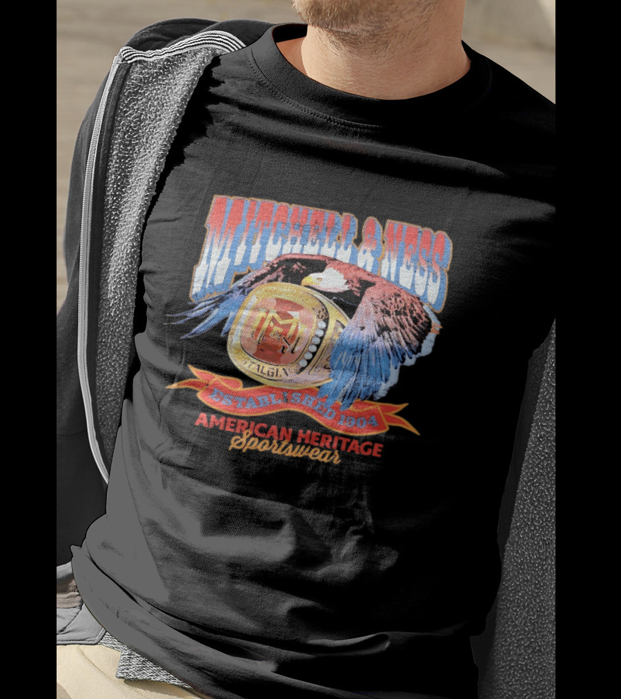 Mitchell And Ness Nostalgia Co American Heritage Sportswear Established 1904 Eagle Ring T-Shirt