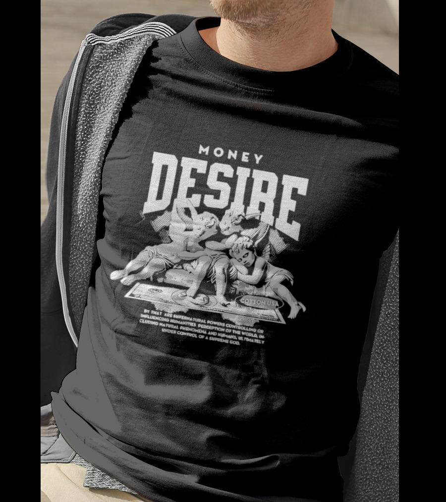 Money Desire Cherubs Sitting On Dollars Cotton USA T-Shirt