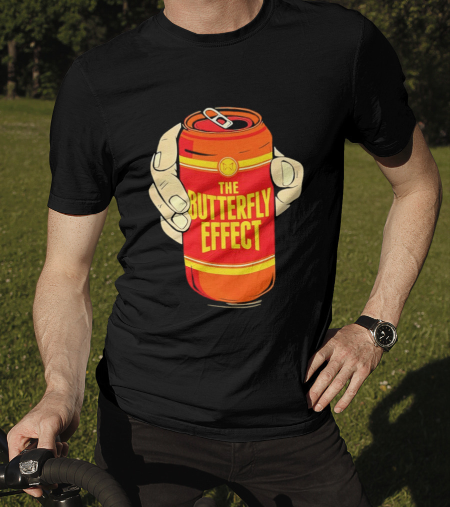 The Butterfly Effect Soda Can Vibrant Red Yellow Pop T-Shirt