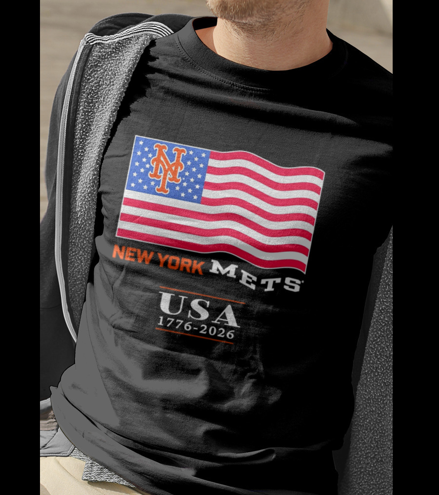 New York Mets American Flag USA 1776 2026 MLB T-Shirt