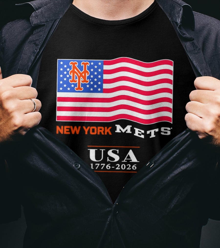 New York Mets American Flag USA 1776 2026 MLB T-Shirt