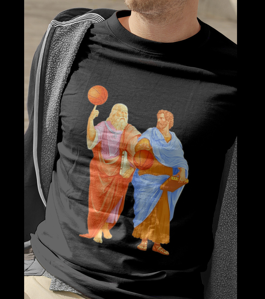 Plato Spinning Basketball Aristotle Playing Basketball In Ancient Greek Philosophy Duel T-Shirt