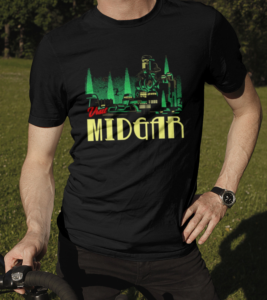 Visit Midgar Final Fantasy VII Cloud Strife Iconic Cityscape T-Shirt