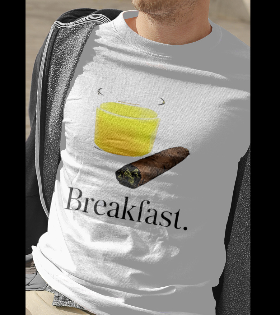 Breakfast Juice And Blunt Retro Humor With Glass And Cigar T-Shirt