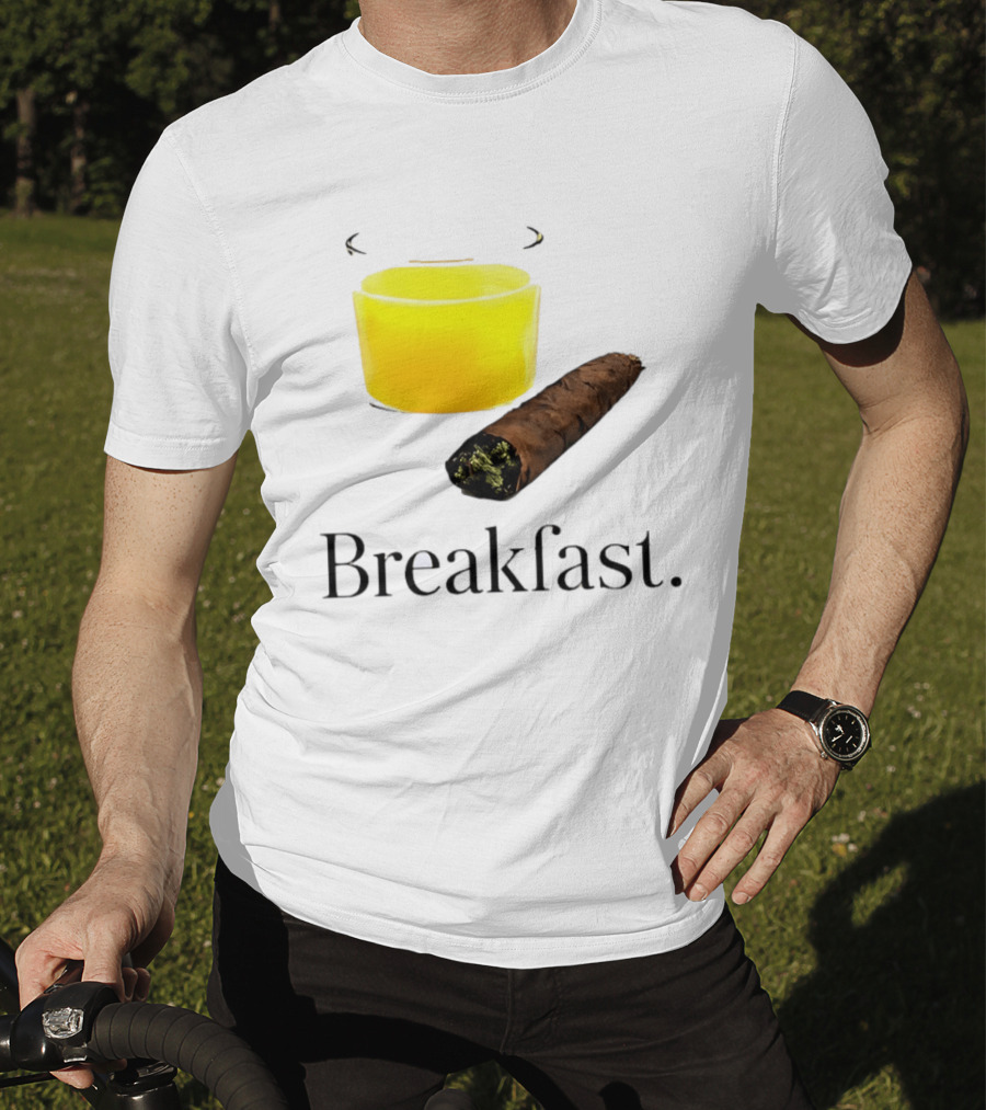 Breakfast Juice And Blunt Retro Humor With Glass And Cigar T-Shirt