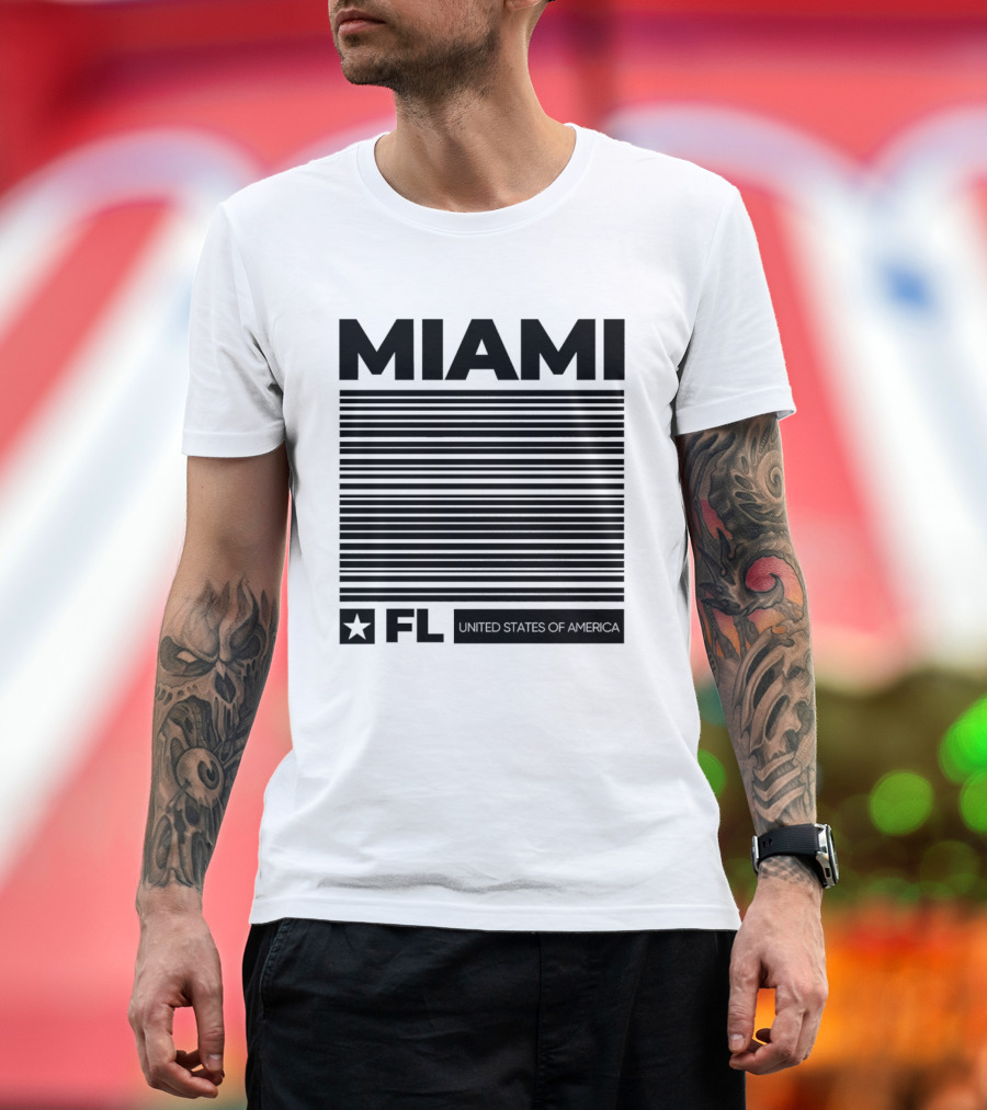Miami FL Star Stripes United States Of America T-Shirt