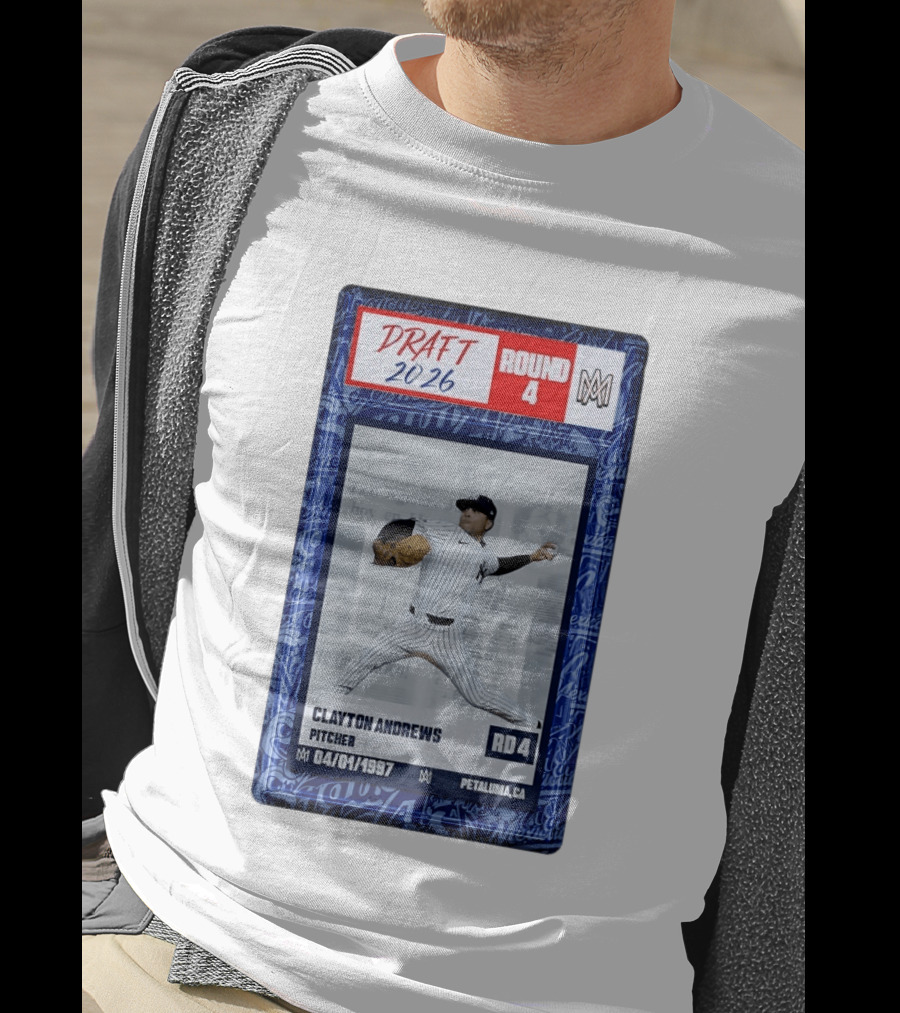 New York Yankees Clayton Andrews MLB Draft 2026 Round 4 Pitcher Trading Card T-Shirt