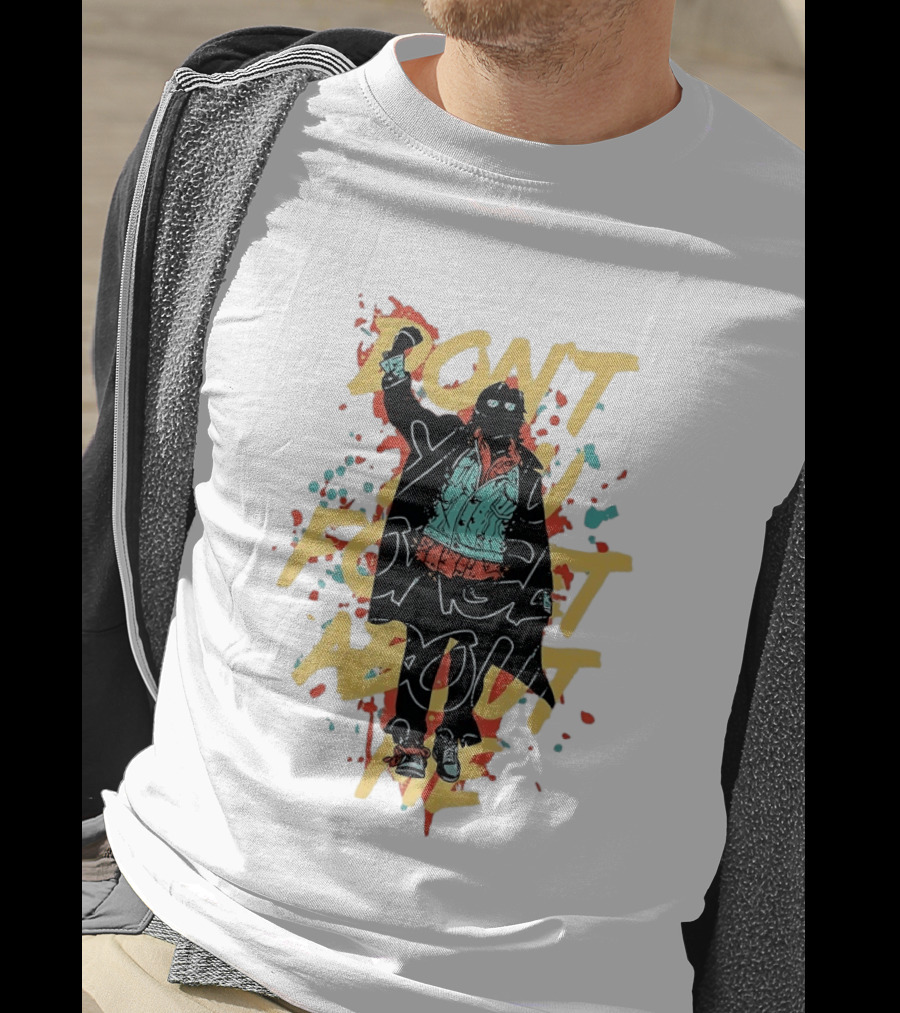 Don't Forget About Me Masked Figure Neon Paint Splatter T-Shirt