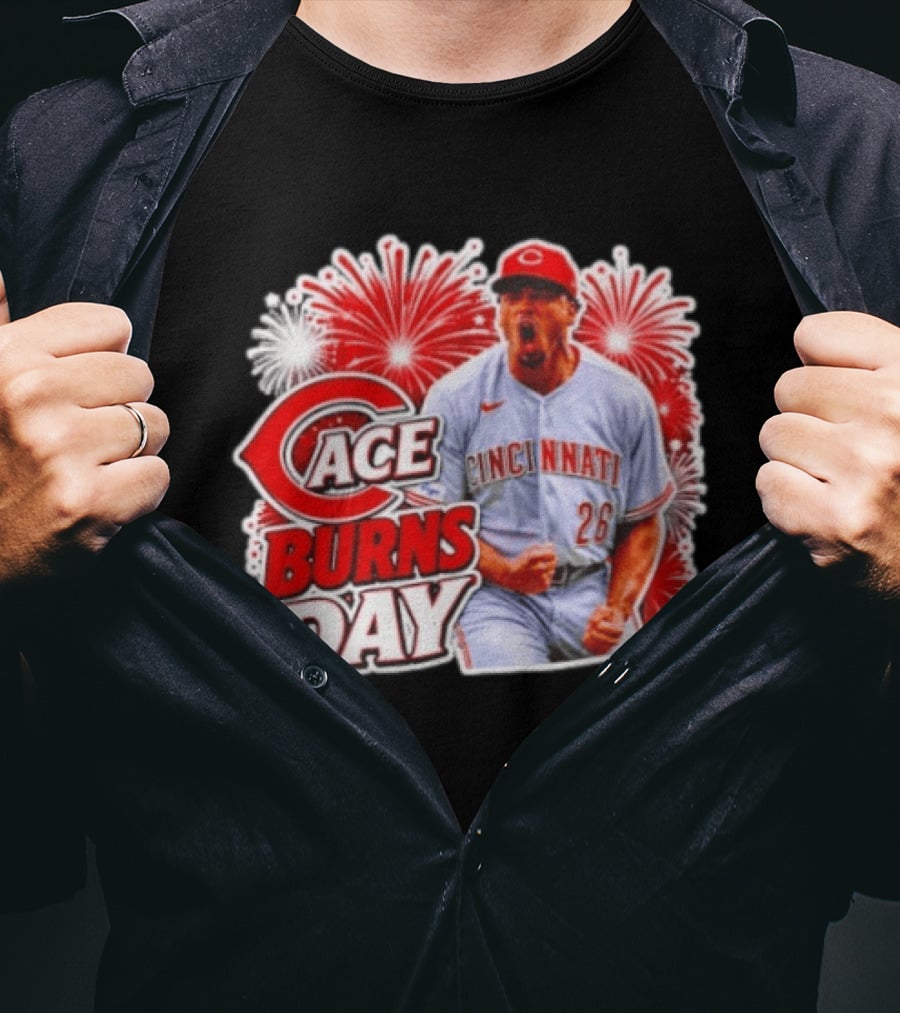 Ace Burns Day Cincinnati Reds 26 MLB Baseball Fireworks Celebration T-Shirt