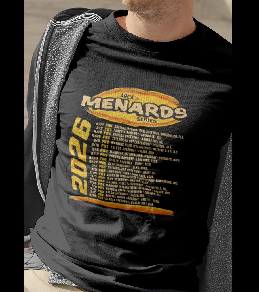 ARCA Menards Series 2026 Racing Schedule Calendar Featuring Key Race Dates And Locations T-Shirt